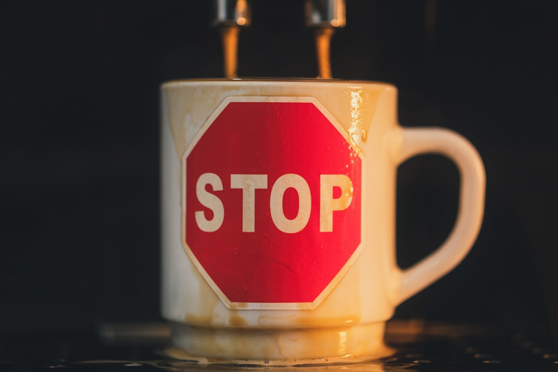 coffee mug with stop sign on it